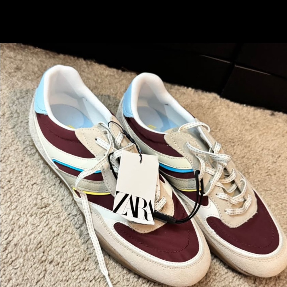 ***SOLD*** Zara Burgundy and Cream Sneakers